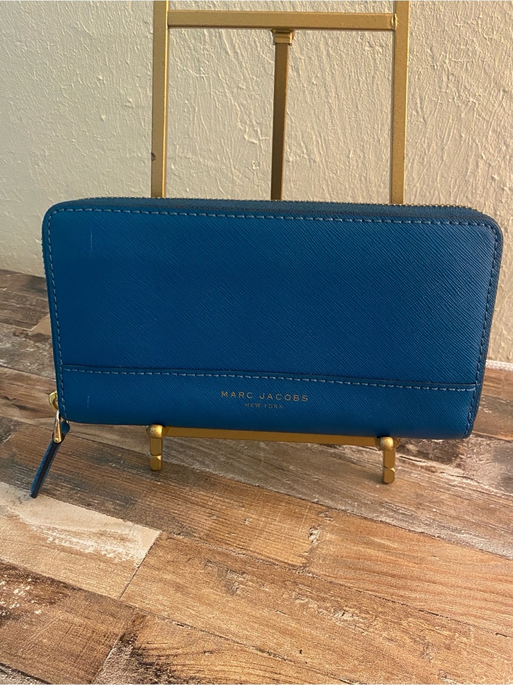 Marc Jacobs Blue Zip-Around Leather Wallet
